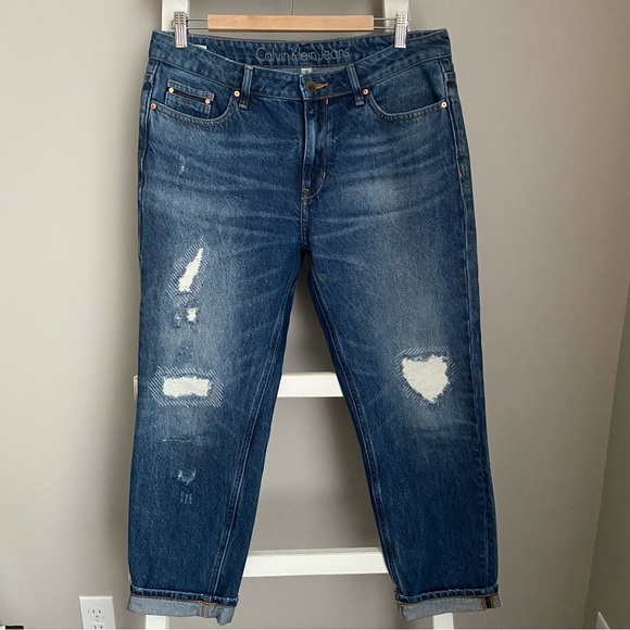 Calvin Klein Distressed Slim Boyfriend Jeans - Picture 1 of 4